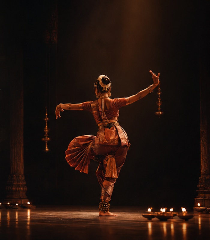 Indian classical dancer on stage